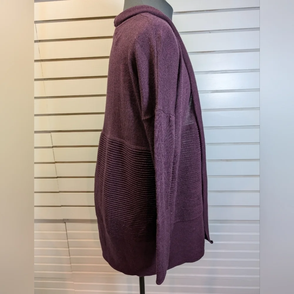 Lululemon Size 4 Merino Wool Cardigan Sweater Sit In Lotus Wrap II Black Cherry